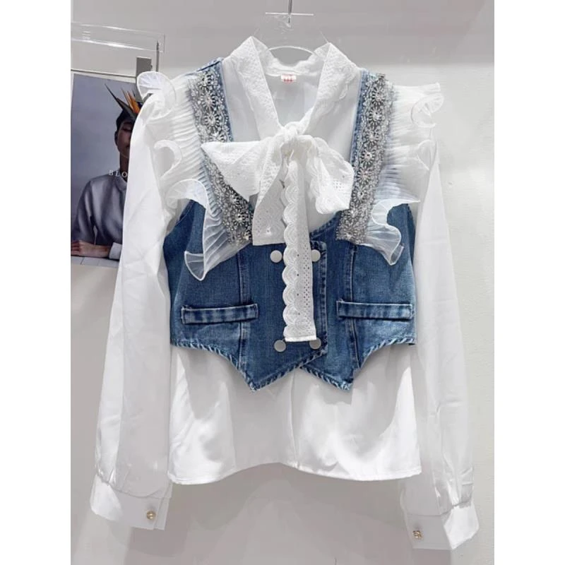 【崔】W0258 新中式复古洋气小清新马甲女2025春季新款外套