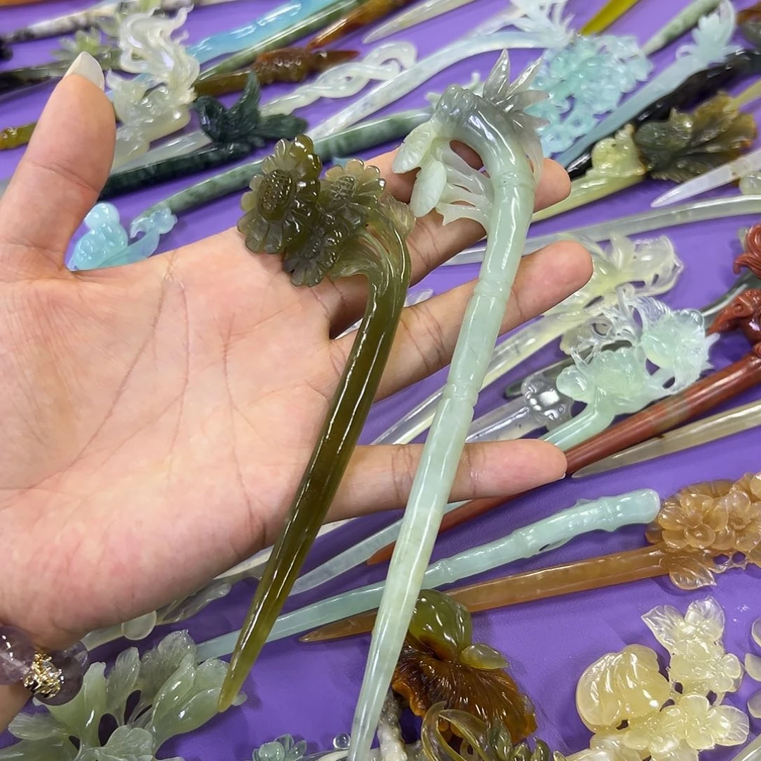 未镶嵌蛇纹石玉福利发簪两支