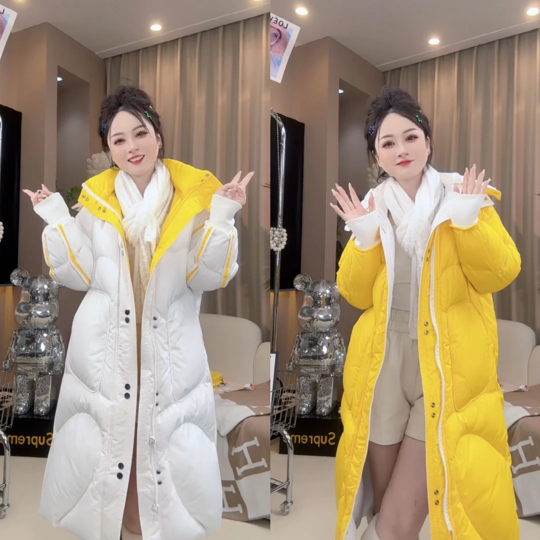 双面穿加厚款羽绒服）2025冬季新款时尚保暖气质连帽长款