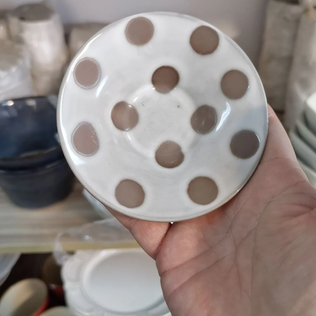 瓷片微瑕波点料碟五个一组