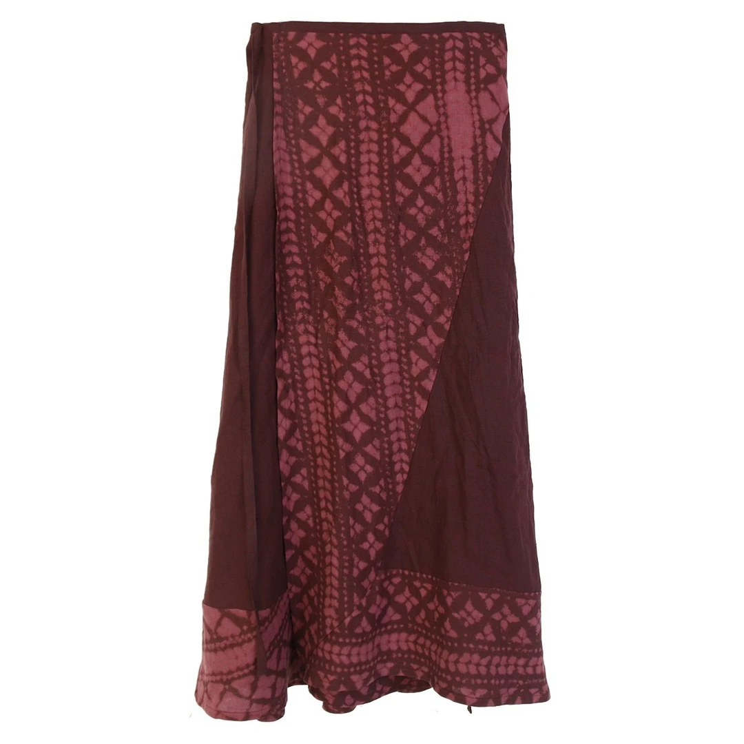 SB22SSQ7027素白设计感复古名族风漂色印花裹裙半裙