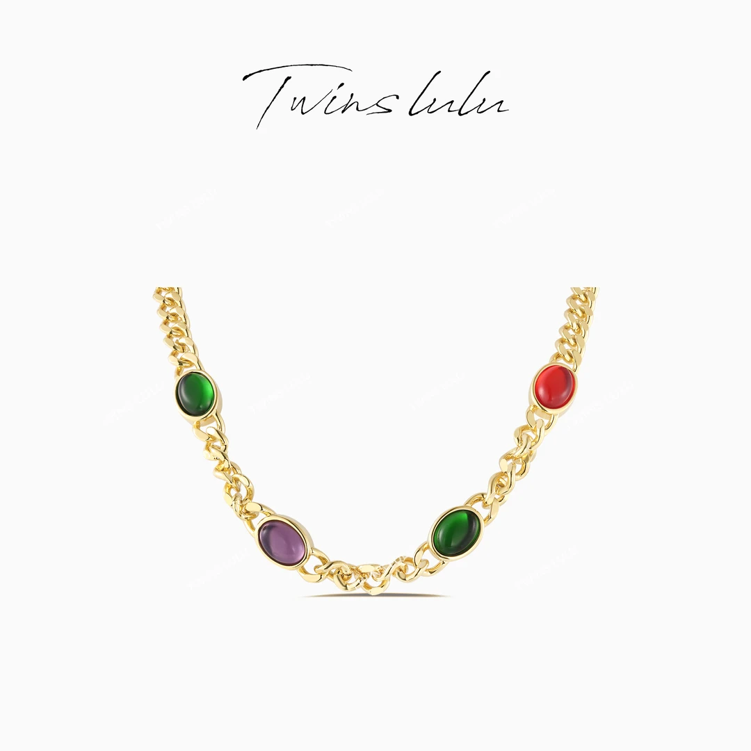TWINS LULU 镀K金 高级感精致彩色项链首饰女款送老婆TSJ9287