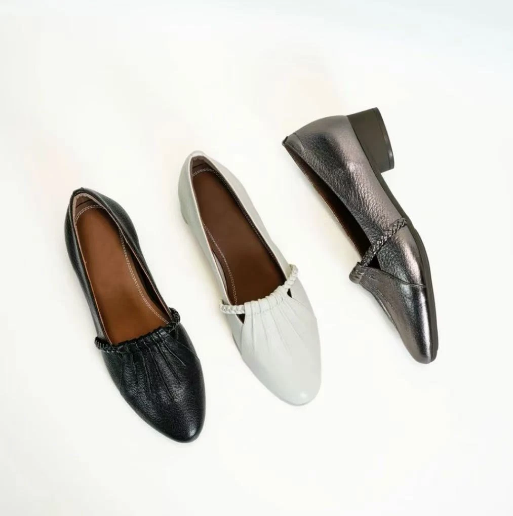 低跟浅口夏季透气单鞋休闲软底尖头女鞋百搭低跟时尚舒适