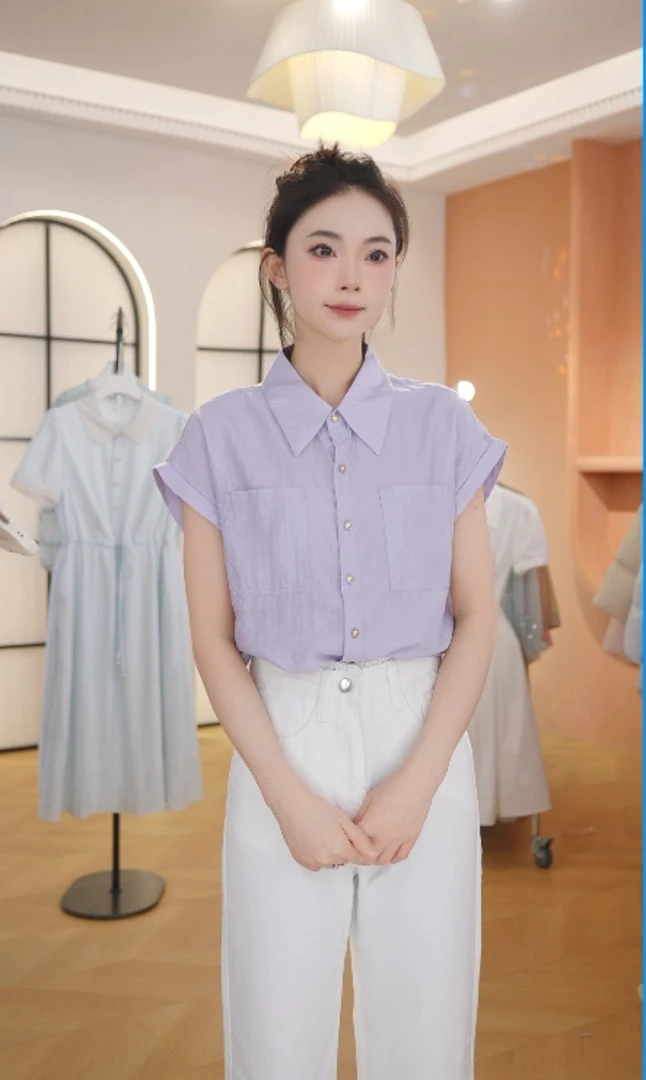 【送运费险】F2970设计感通勤气质小飞袖短袖衬衫夏季高级百搭衬衣