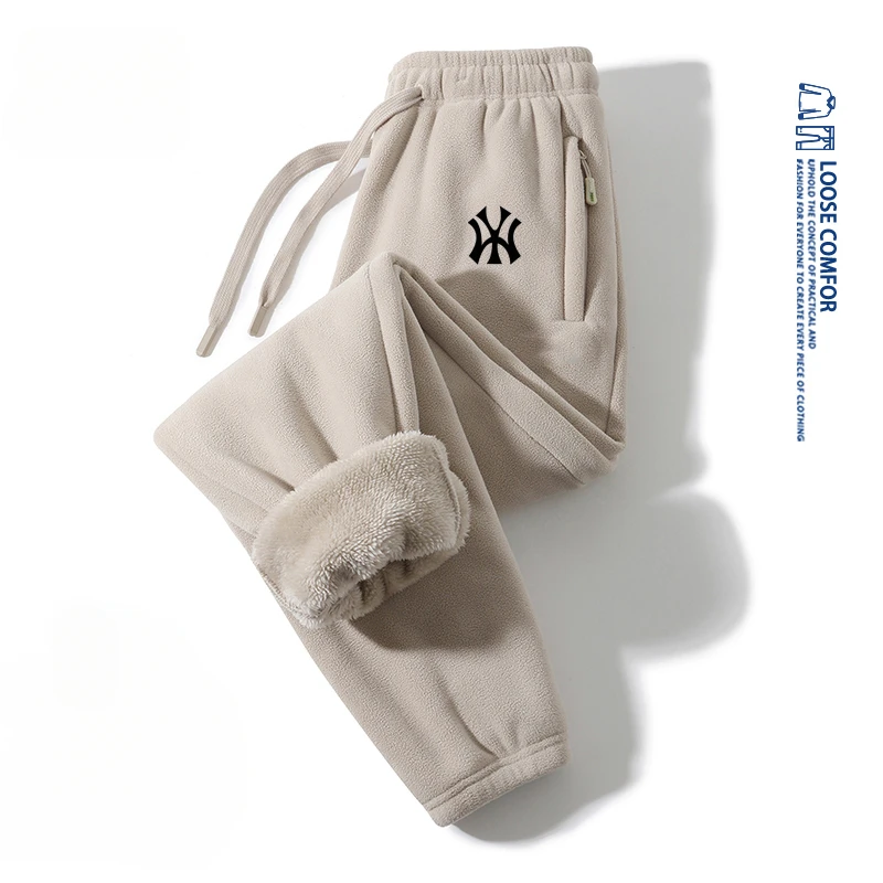 【时尚潮牌】抓绒裤男女秋冬季加绒卫裤宽松加厚情侣冬装运动休闲裤