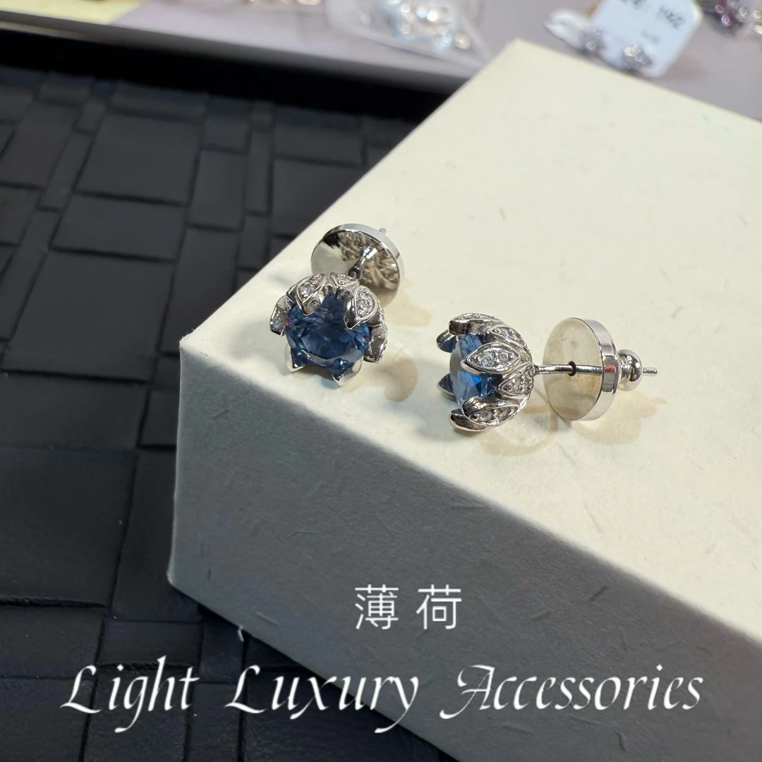 铜合金锆石耳饰 【175】玲珑蓝心