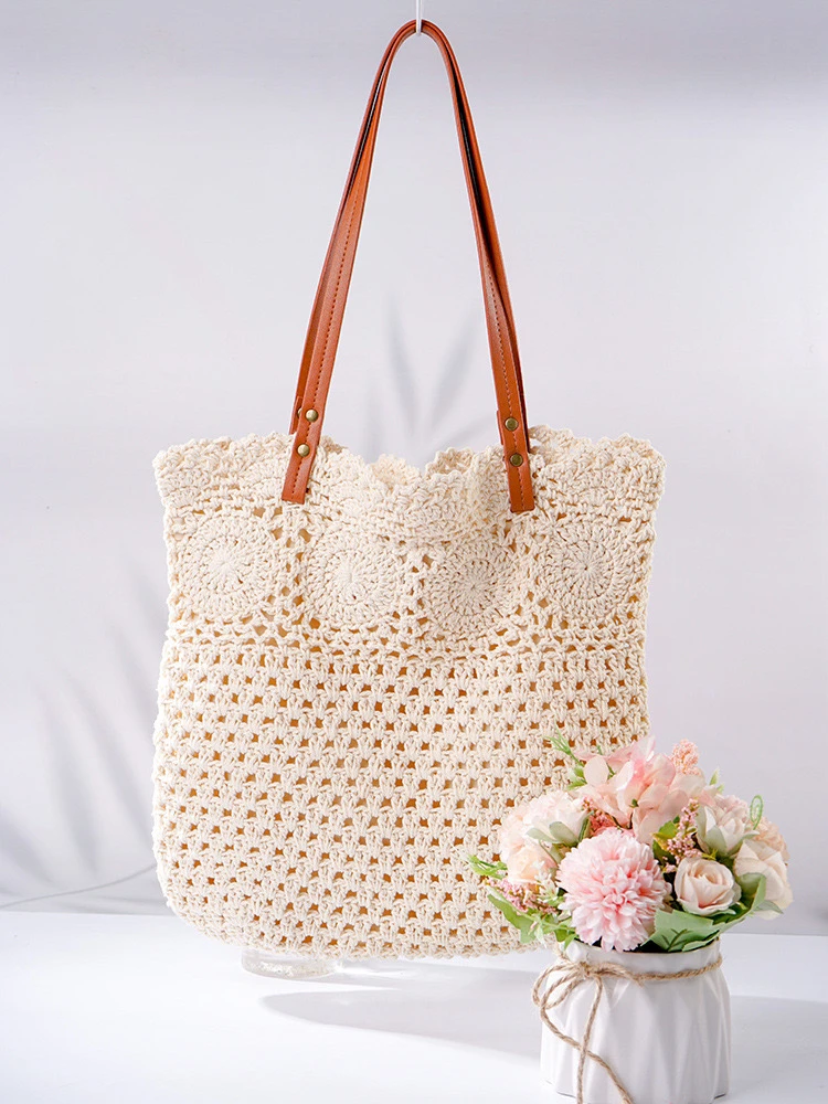 夏季运动风单肩单肩包肩包ins百搭镂空托特包可折叠编织韩版