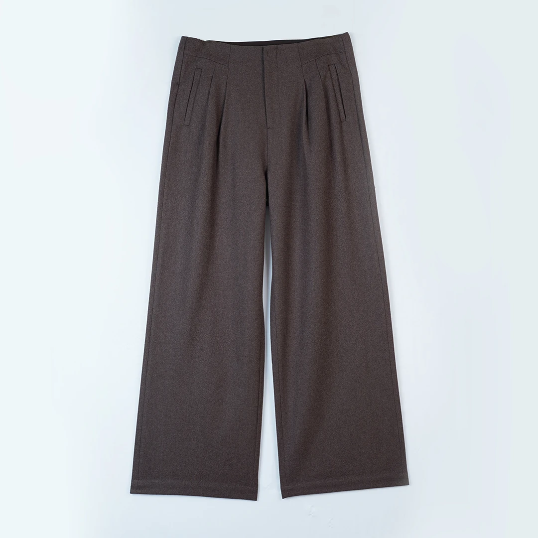 秋冬女士新款慵懒阔腿裤羊绒+羊毛裤子遮胯显瘦宽松百搭