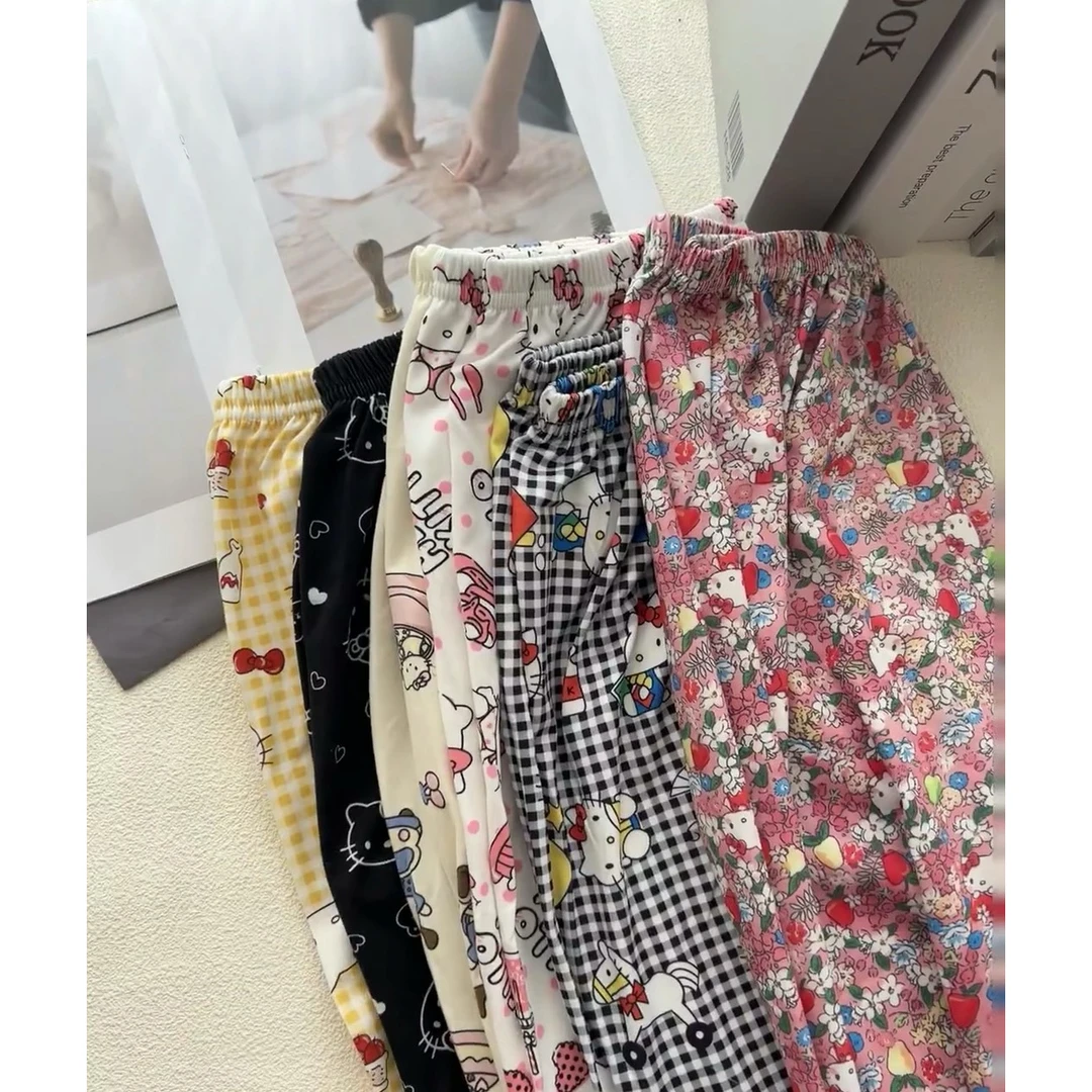 遛弯裤！家居裤卡通趣味印花春秋ins韩系少女甜美宿舍睡裤·长裤