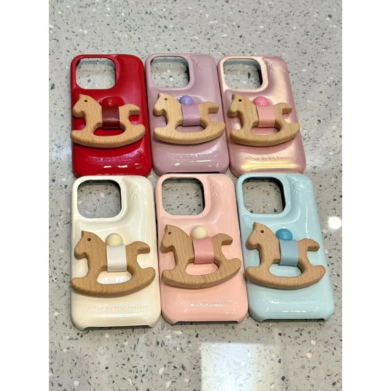 可爱立体木马支架适用ihone16promax苹果15手机壳14新款13肥皂壳