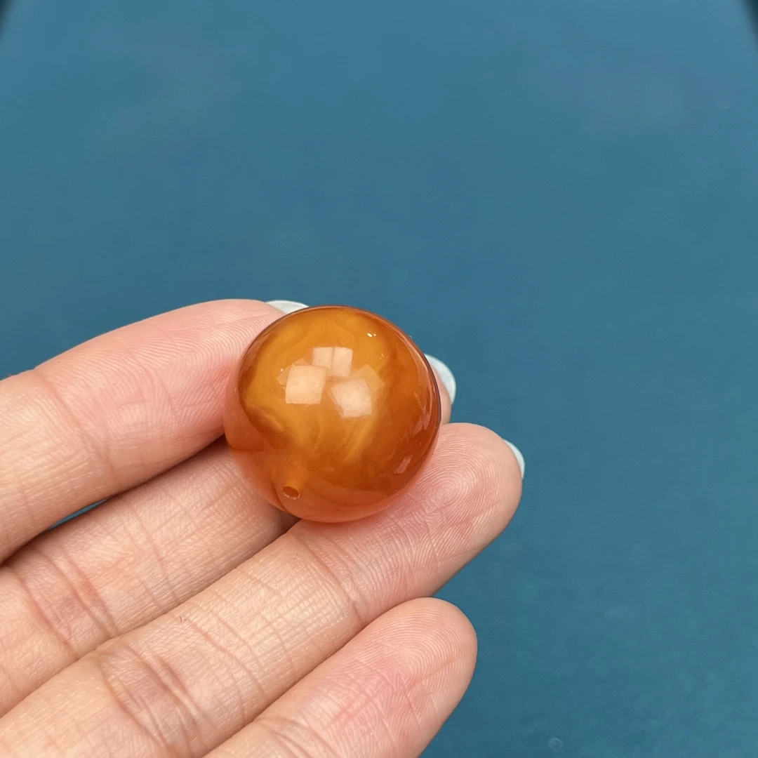 Y4289天然原矿蜜蜡鸡油红圆珠 20mm抖音基地质检发货