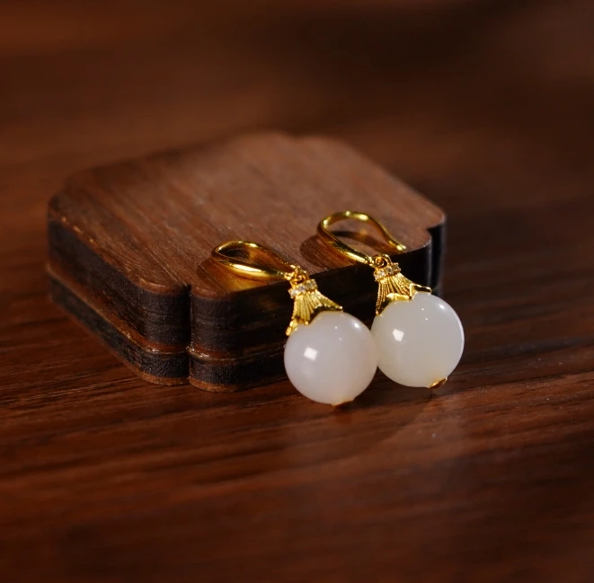 【睿泽赏宝】S925和田玉耳钩 11-12mm KS0070043