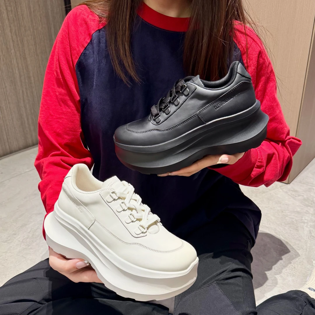 明星同款潮流真皮设计感厚底老爹休闲小白鞋百搭运动鞋真皮鞋爆款