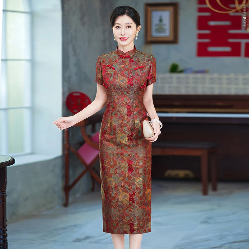 2025夏季新款喜婆婆婚宴礼服中式高端妈妈旗袍年轻婚宴礼服