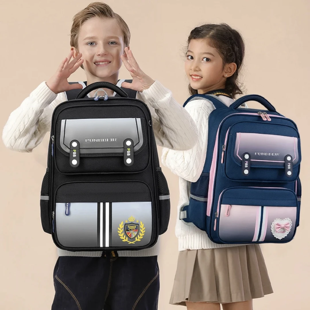 班比熊小学生女生蝴蝶结男生英伦减负减压护腰护脊书包超轻英伦风