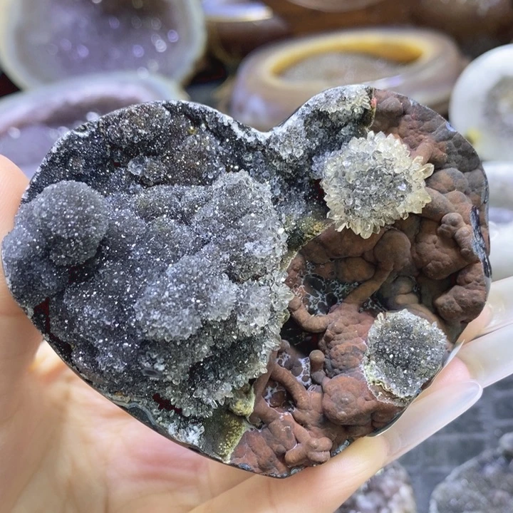 未镶嵌珠宝半成品水晶锦****号灰黑软异象爱心