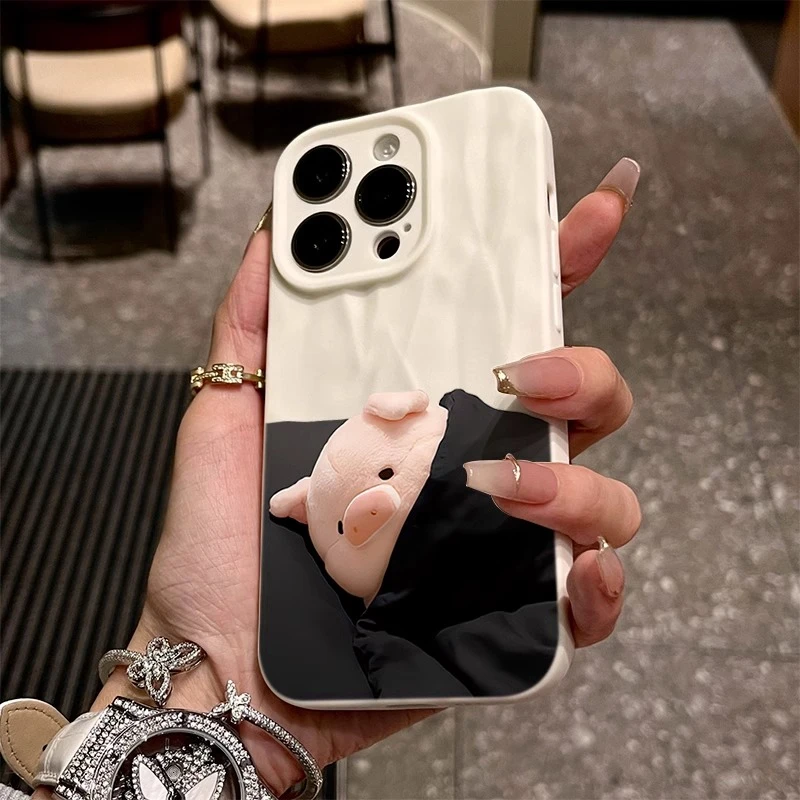 可爱小猪适用苹果17promax手机壳新款高级iPhone16硅胶防摔全包15