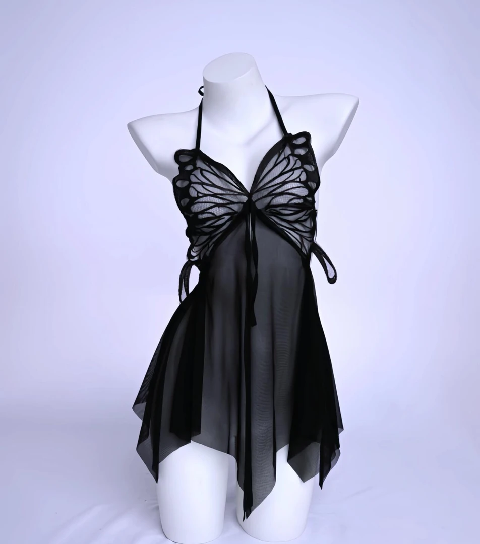 2024新款网红蝴蝶睡裙纯欲气质修身美背时尚睡衣