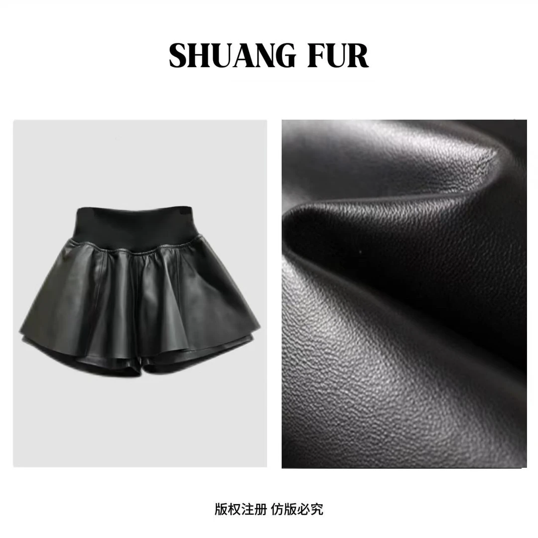 【妍妍推荐】25年新款松紧腰小绵羊皮短裙