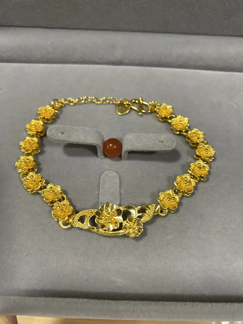 A651阿文专属金色精工花朵手链 玛瑙珠 渡金 饰品多样性发货