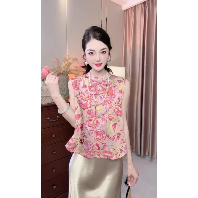 （运费补贴）【如鱼得水】马甲百搭夏季提花圆领常规款马夹无袖印