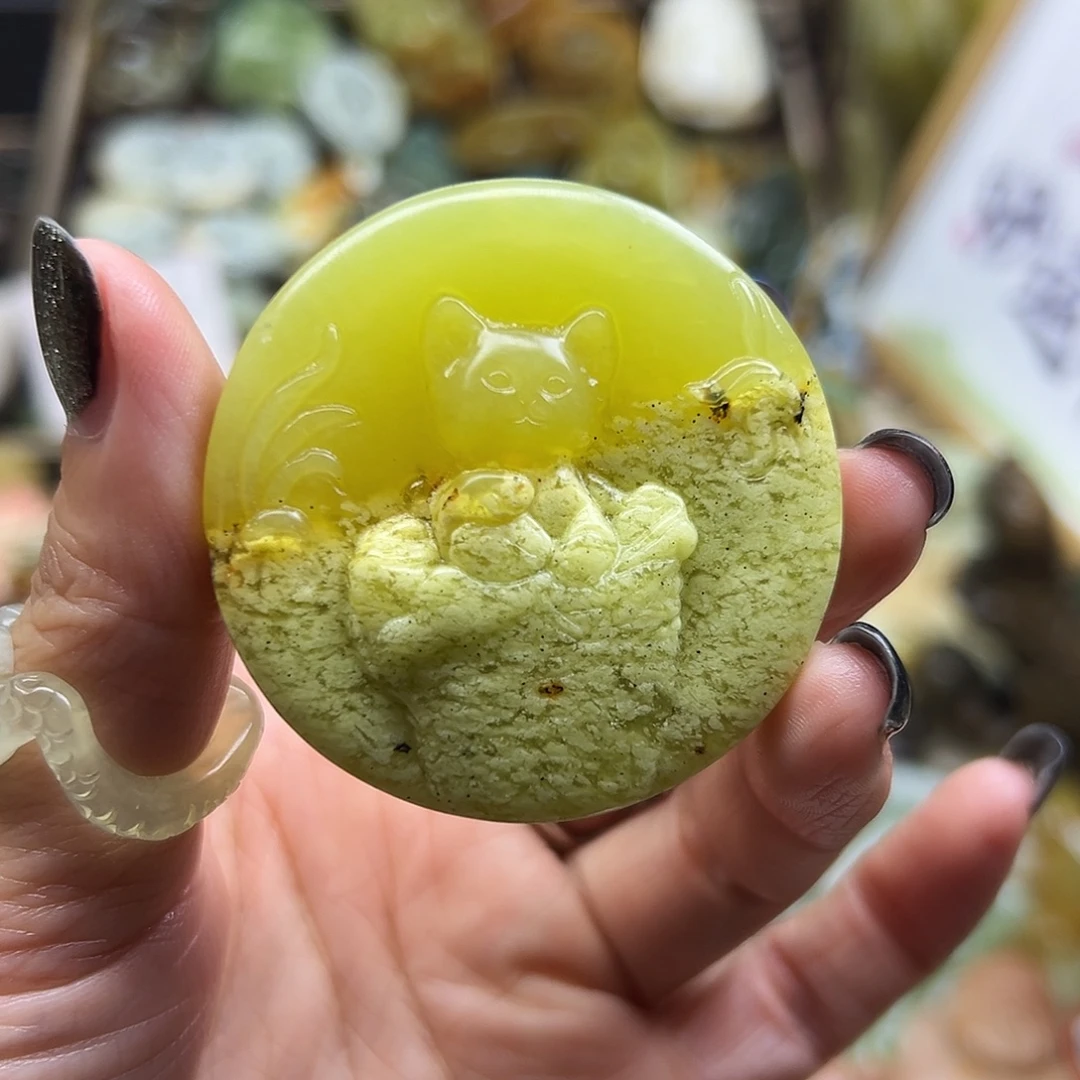 未镶嵌岫玉颈饰辽阳料猫