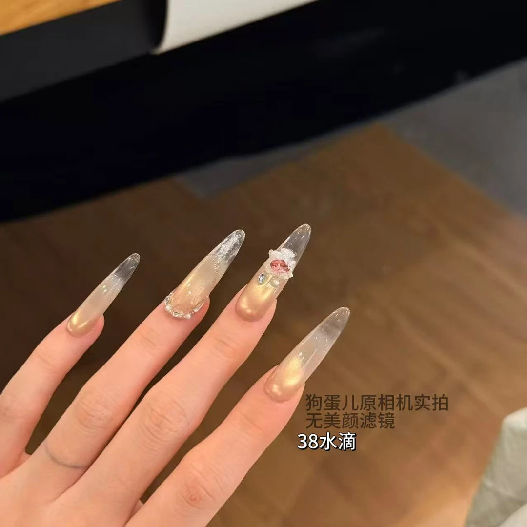 【送你一朵小红花·狗蛋儿】纯手工穿戴甲猫眼 锆石 立体手捧花