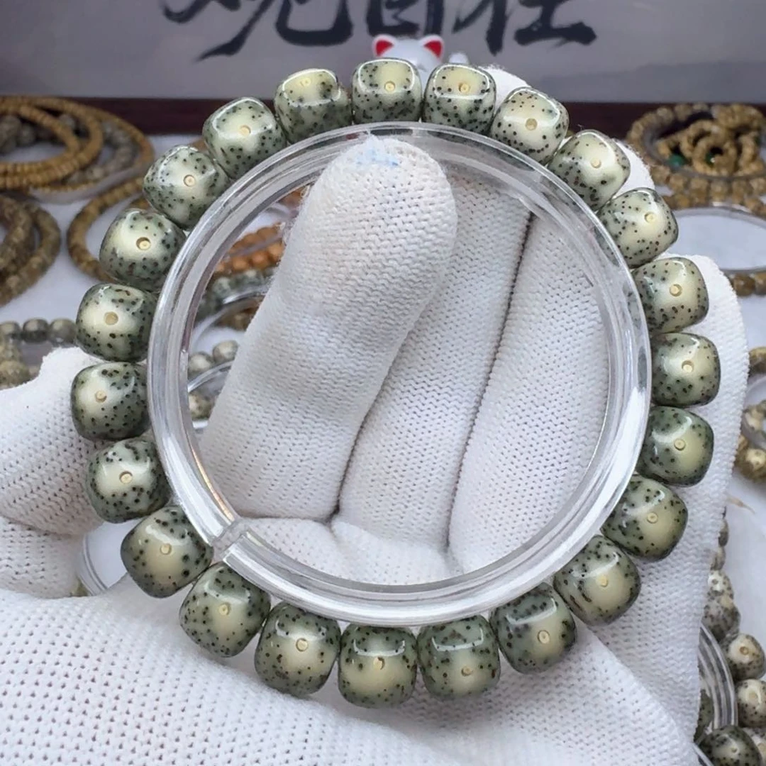 手串星月菩提10×9绿冰同枝月留白  819