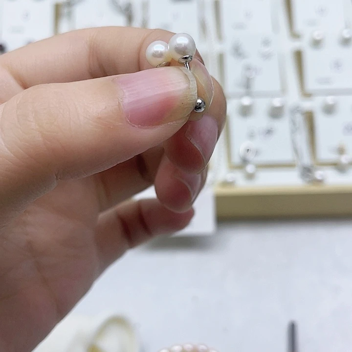 淡水珍珠耳饰银S925镶嵌黎***解