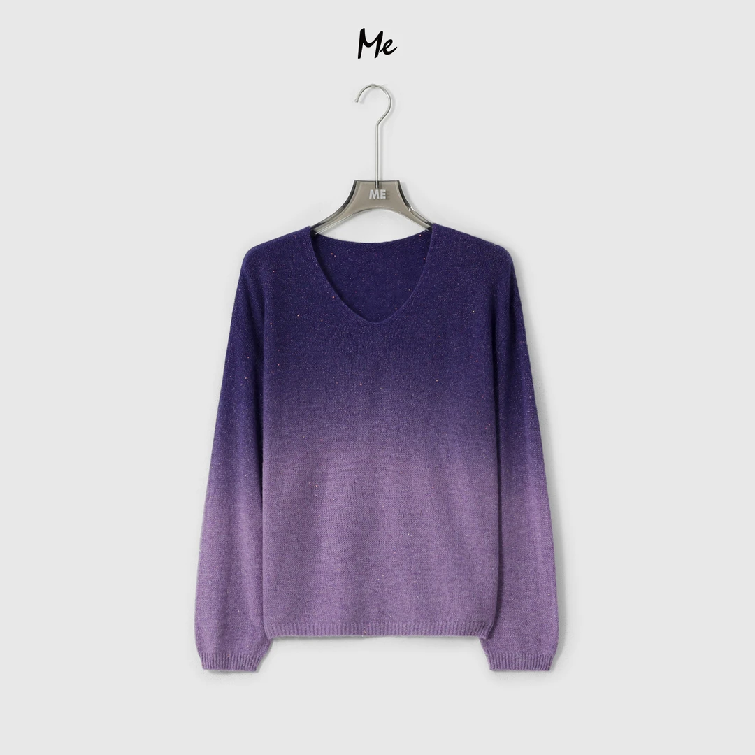 ME【冰岛星空衫】安哥拉兔毛混纺亮片花纱渐变时尚百搭毛衣MESA1447