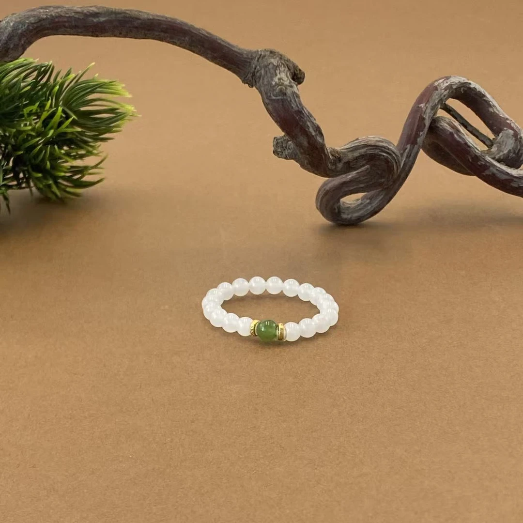 【央网非遗】S925银和田玉白玉戒圈  约3mm（多样性发其一）