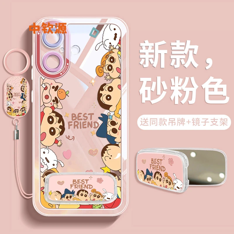 蜡笔小新适用iPhone17promax手机壳16pro苹果15支架14plus镜子air