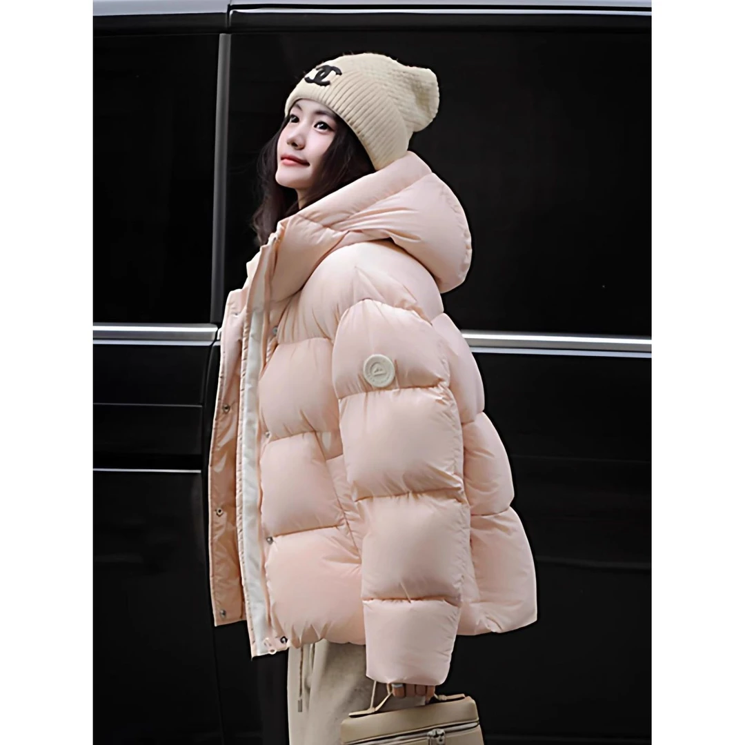 泡芙2025新款羽绒服女冬季时尚宽松秋冬季棕中国风修身羽绒服