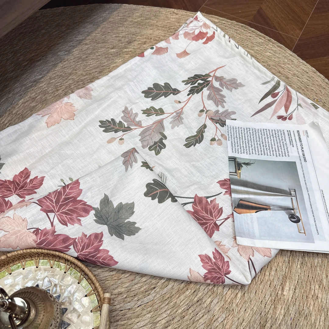 【枫叶床单】汉麻植物印染140*200单人床单搭毯盖巾1.5斤左右