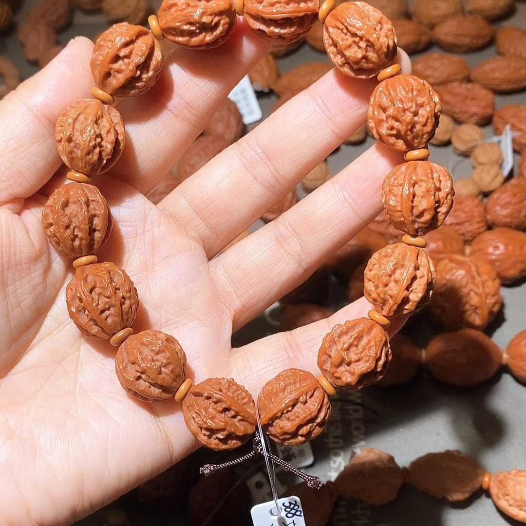 吊坠文玩核桃16尺龙脊纹京八棱手串