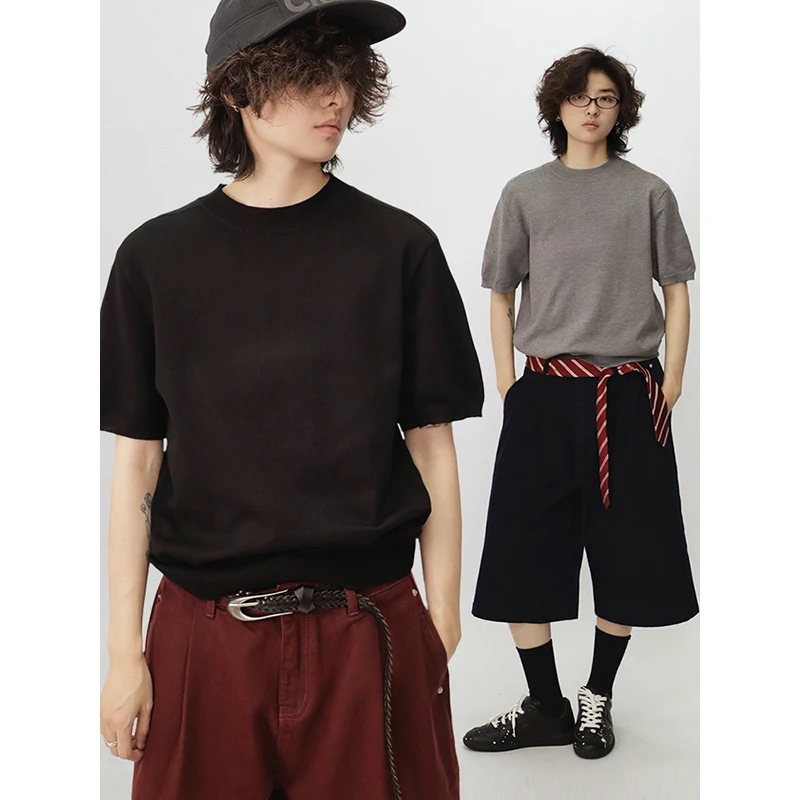 Lid solo|2025年新款简约休闲小高领针织衫短袖T恤