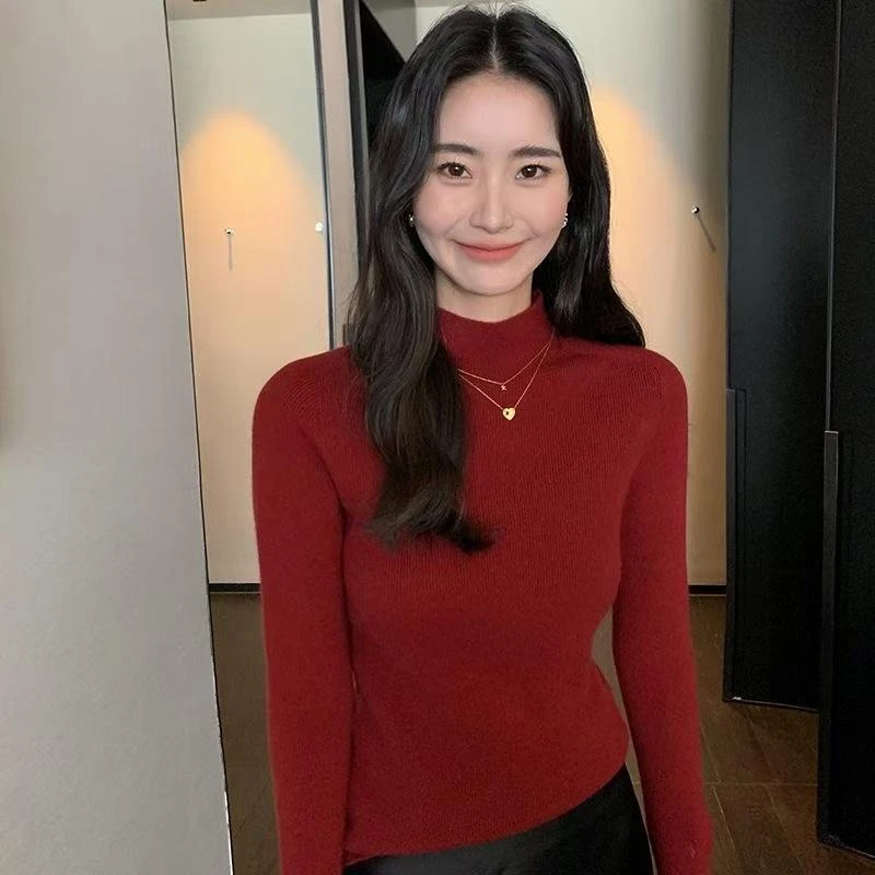 秋冬王炸！【新年战袍】 半高领秋冬韩系氛围感风穿搭修身打底衫女