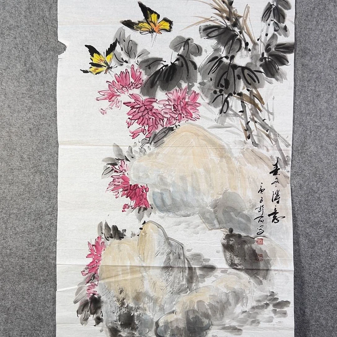 国画487 花鸟在树丛的顶端鸣叫叫声响