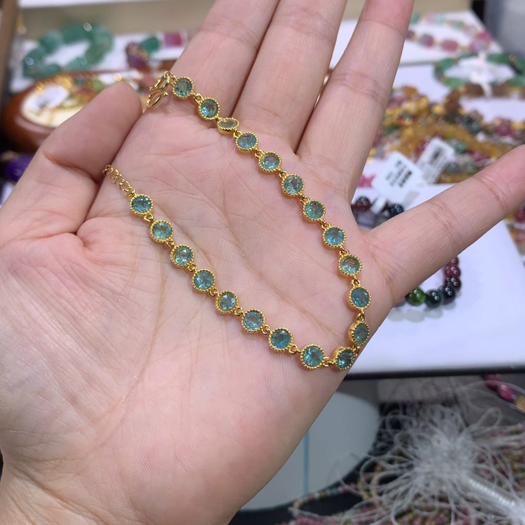 银S925镶嵌手串碧玺手链