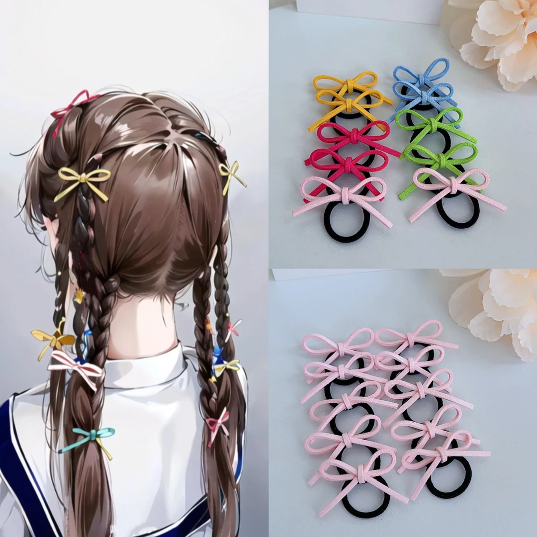 女童彩色发圈宝宝扎小啾啾发绳甜美可爱蝴蝶结皮筋