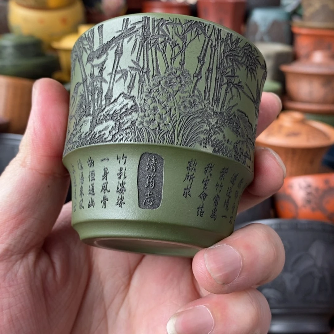 紫砂杯子宜兴全手工紫砂杯