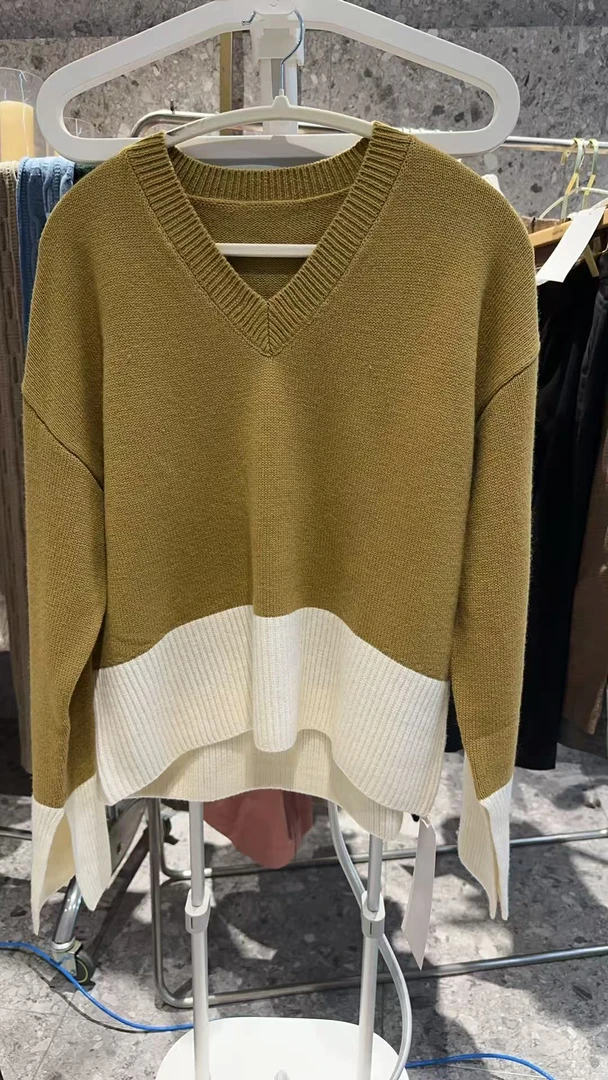 法式女针织衫毛衣V领秋冬长袖SZ-18369