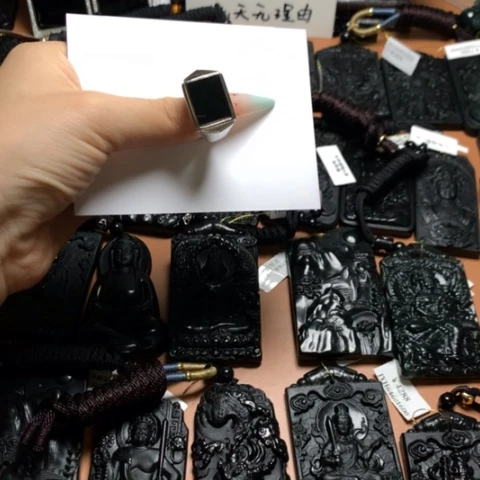 翡翠戒指未镶嵌天然缅甸a货钢琴黑挂件