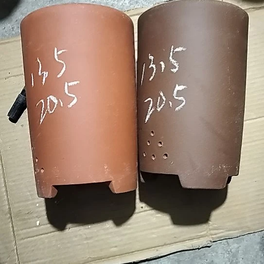 紫砂红泥紫泥大笔筒两个