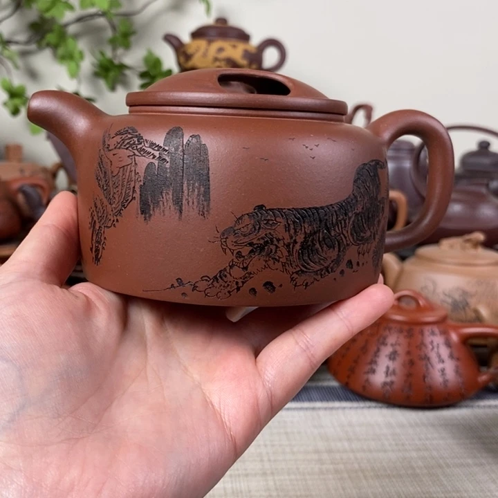 紫砂茶壶底槽清牛盖