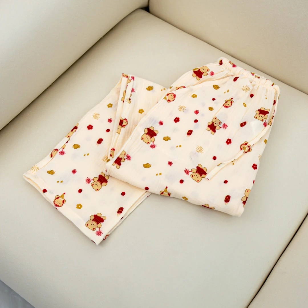 【京会社】绉布睡裤  福气小熊
