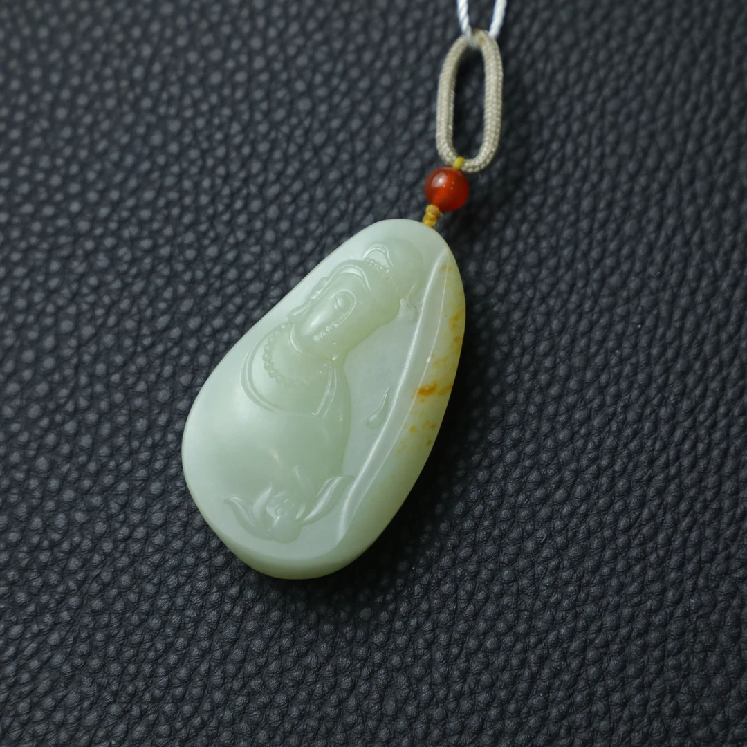 TCWWA06964创汇和田白玉观音挂件
