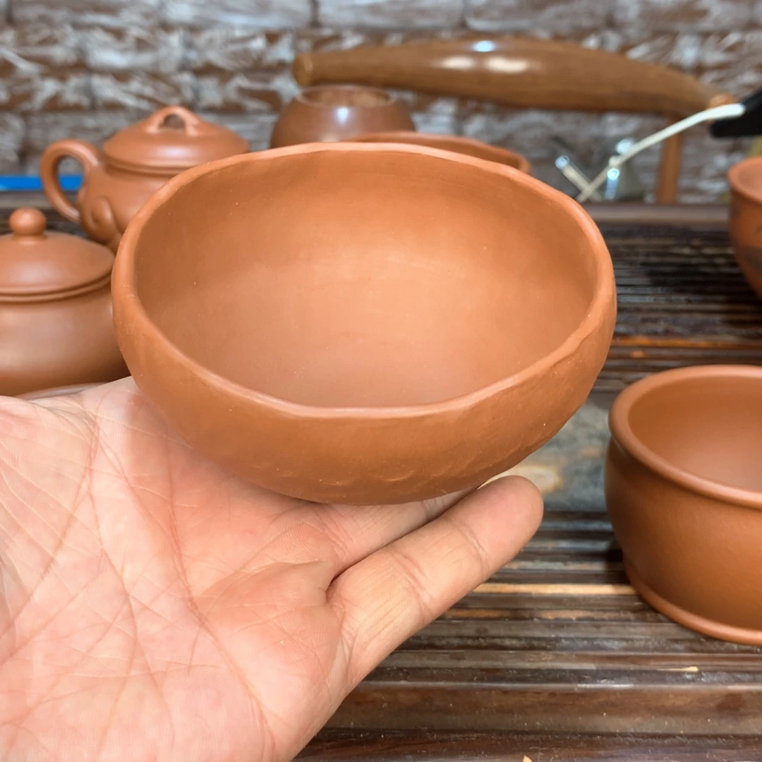 紫砂茶壶原矿赵庄朱泥手捏杯