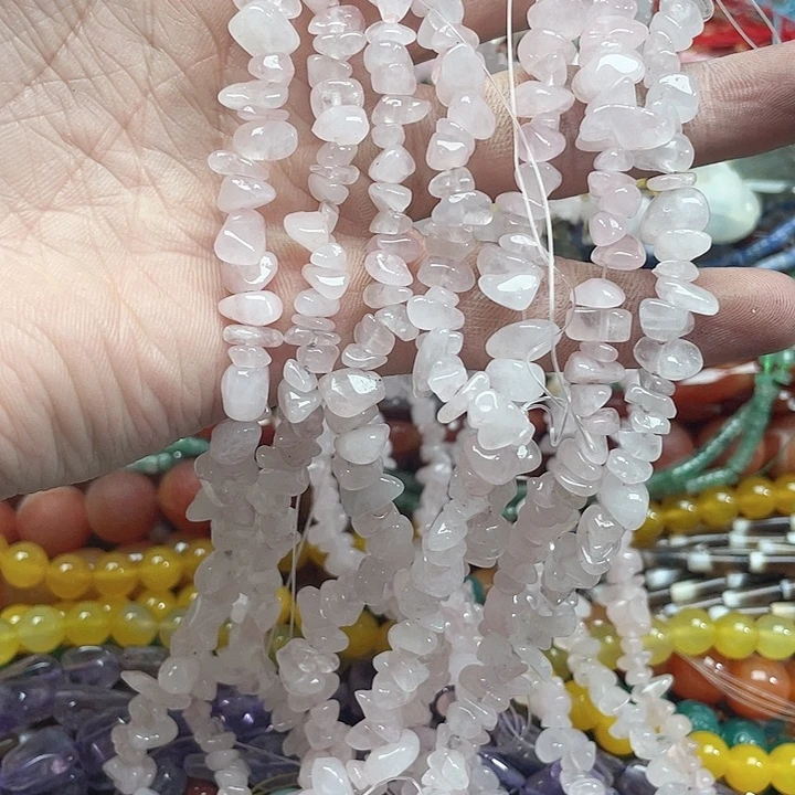 玛瑙/玉髓珠宝半成品未镶嵌一条粉晶碎石毛衣链