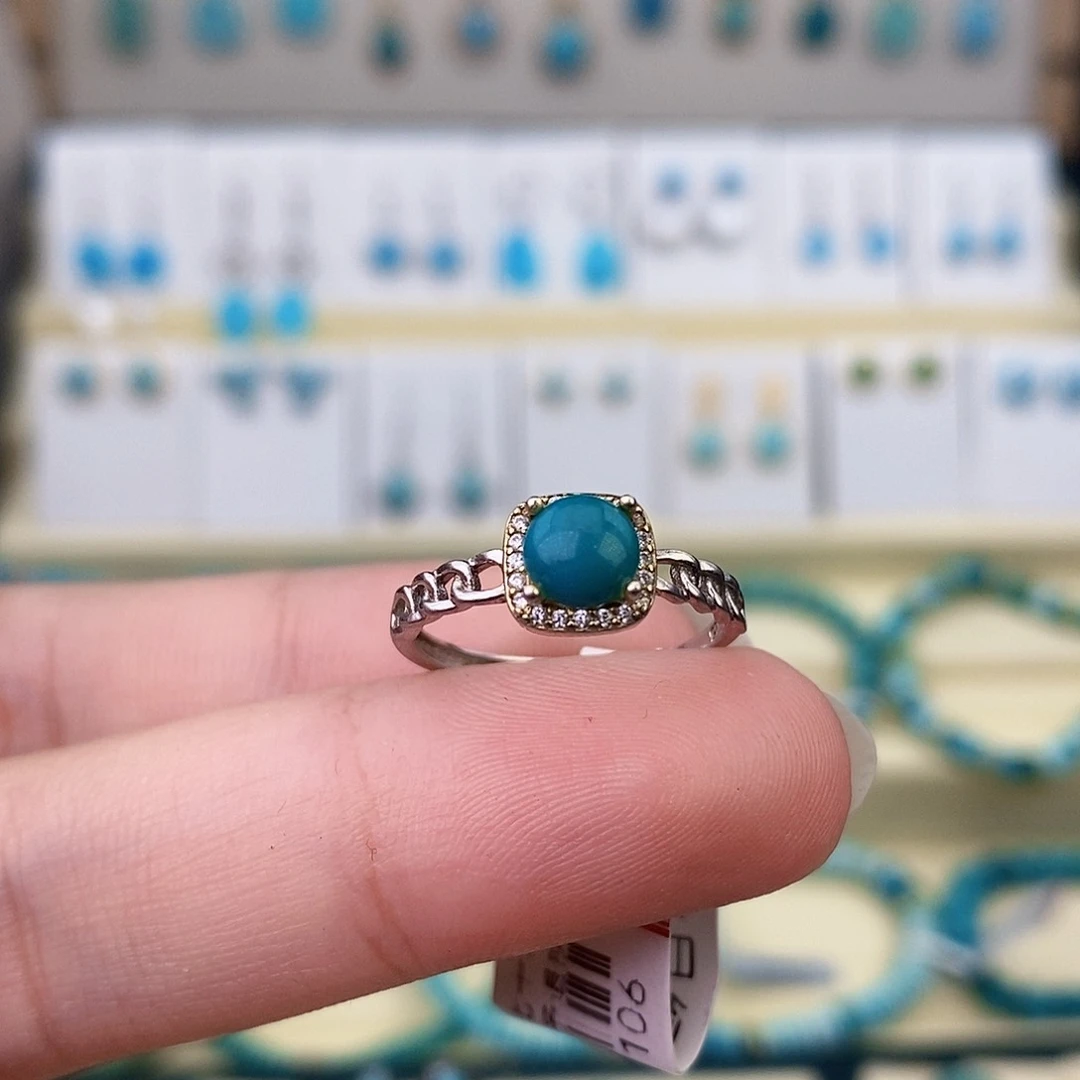 绿松石银S925镶嵌戒指